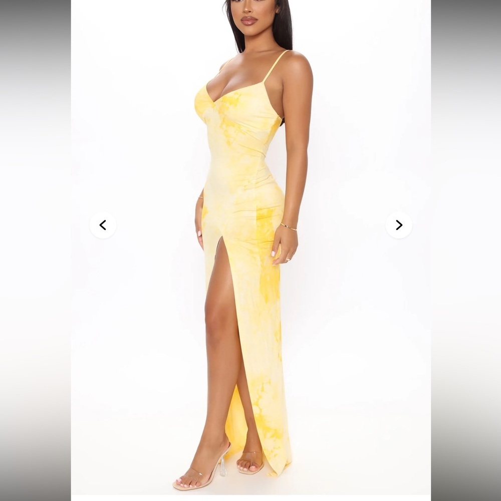 Dying For Your Love Yellow Tie Dye Fashion Nova Maxi Dress NWT size L